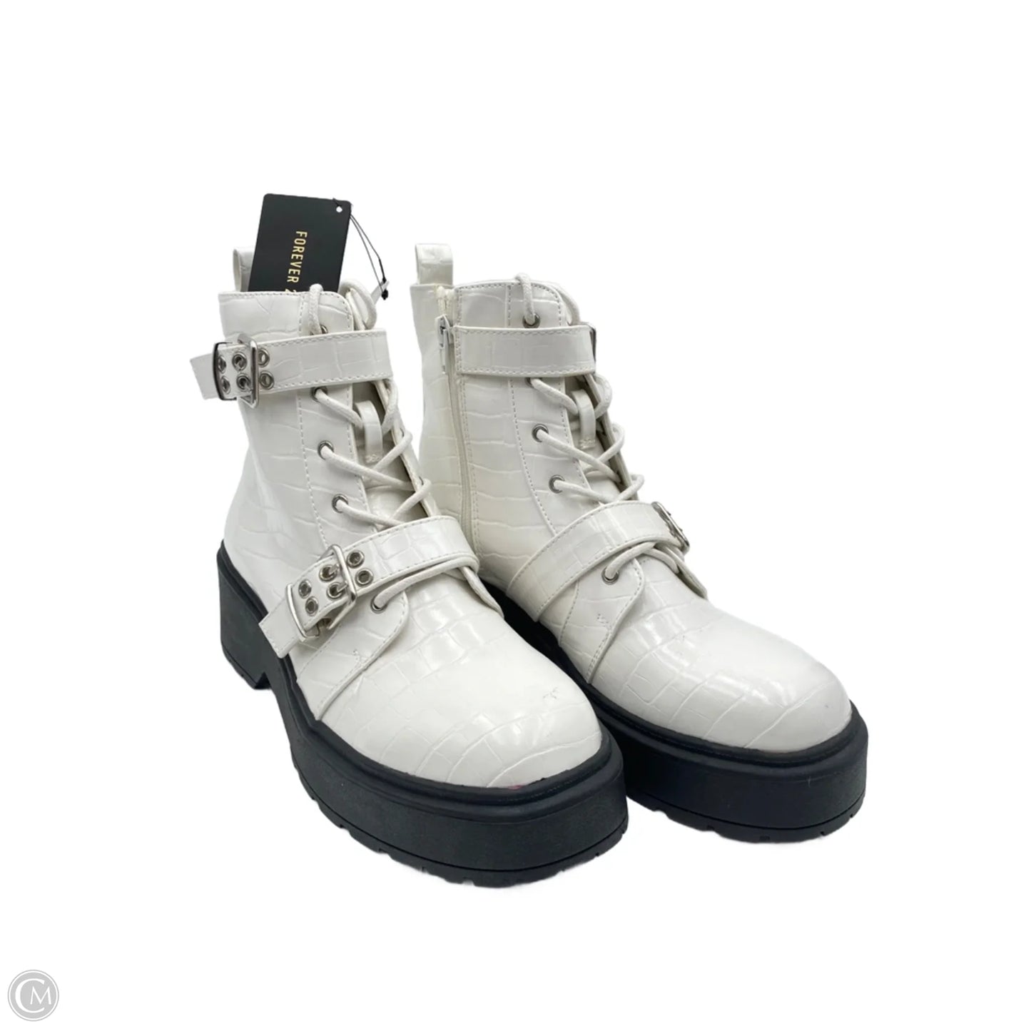 Boots Combat By Forever 21 In White, Size: 9