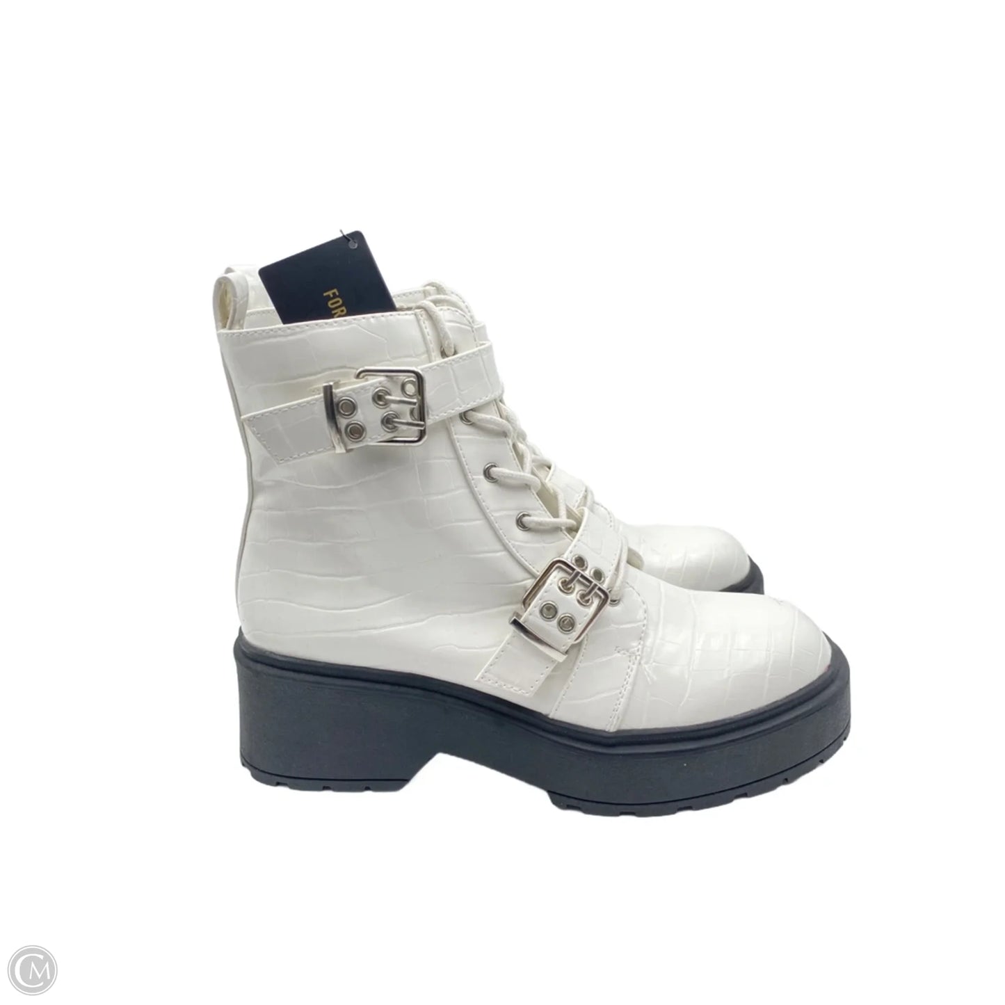 Boots Combat By Forever 21 In White, Size: 9