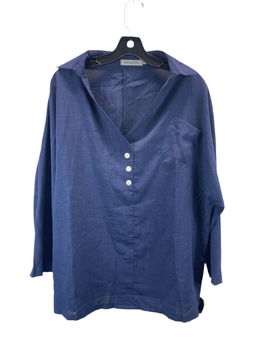 Top 3/4 Sleeve By Misslook In Blue, Size: 2x