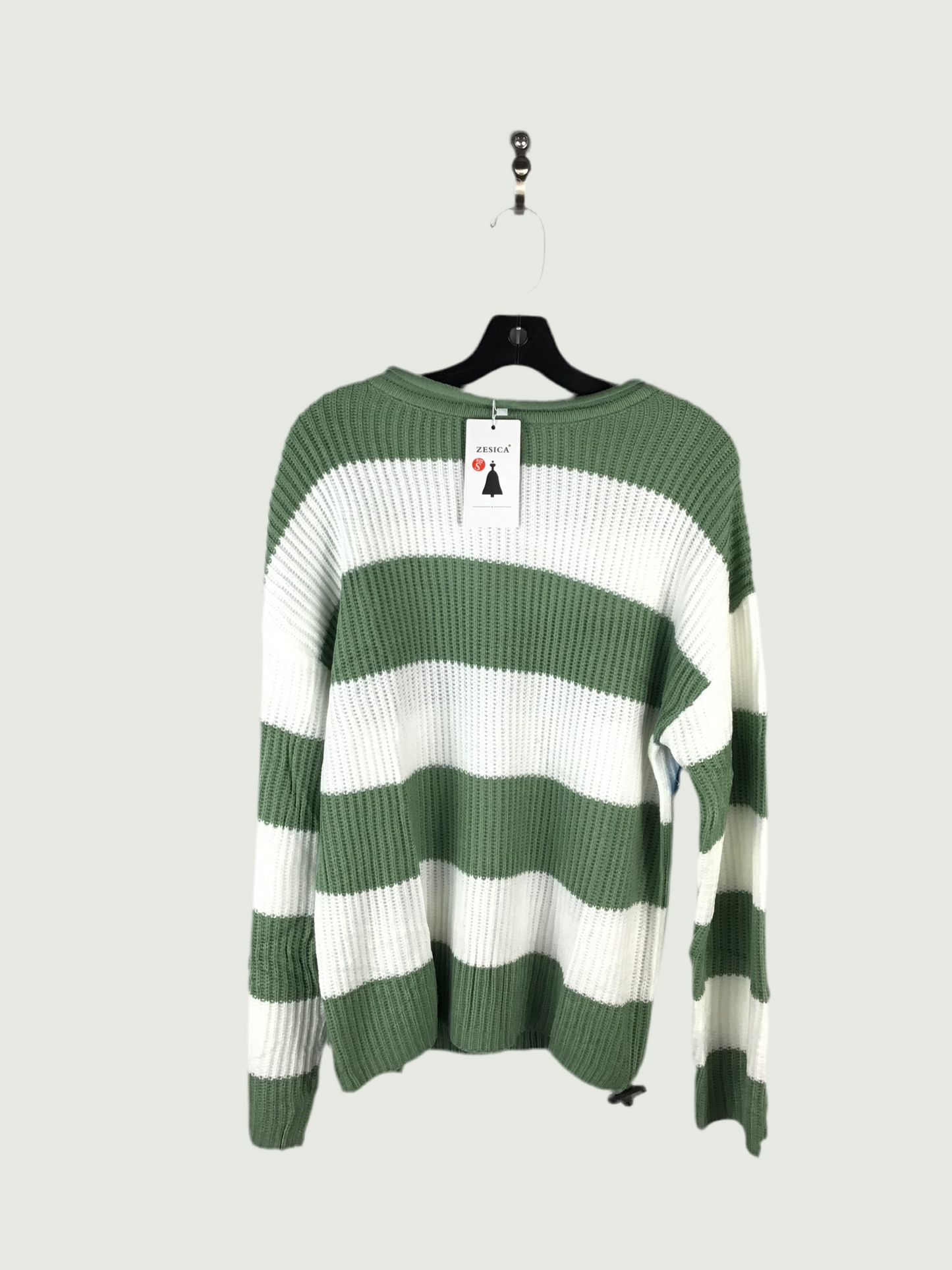 Sweater By Clothes Mentor In Green & White, Size: S