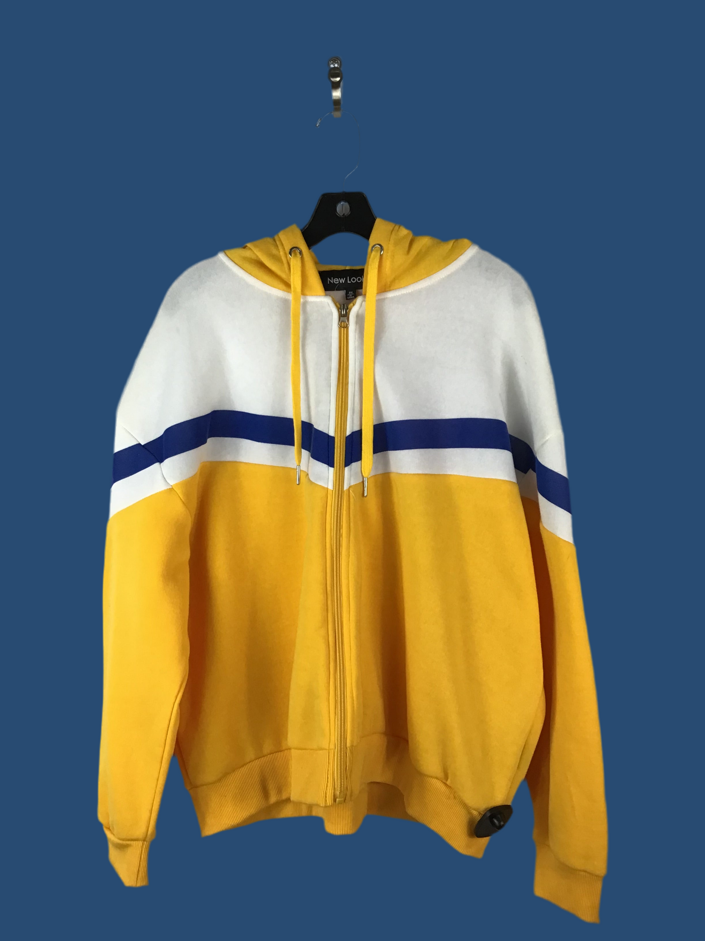 Athletic Jacket By New Look In White & Yellow, Size: 2x