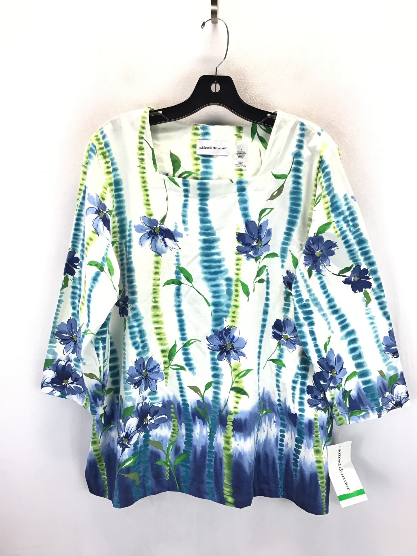 Top 3/4 Sleeve By Alfred Dunner In Floral Print, Size:L